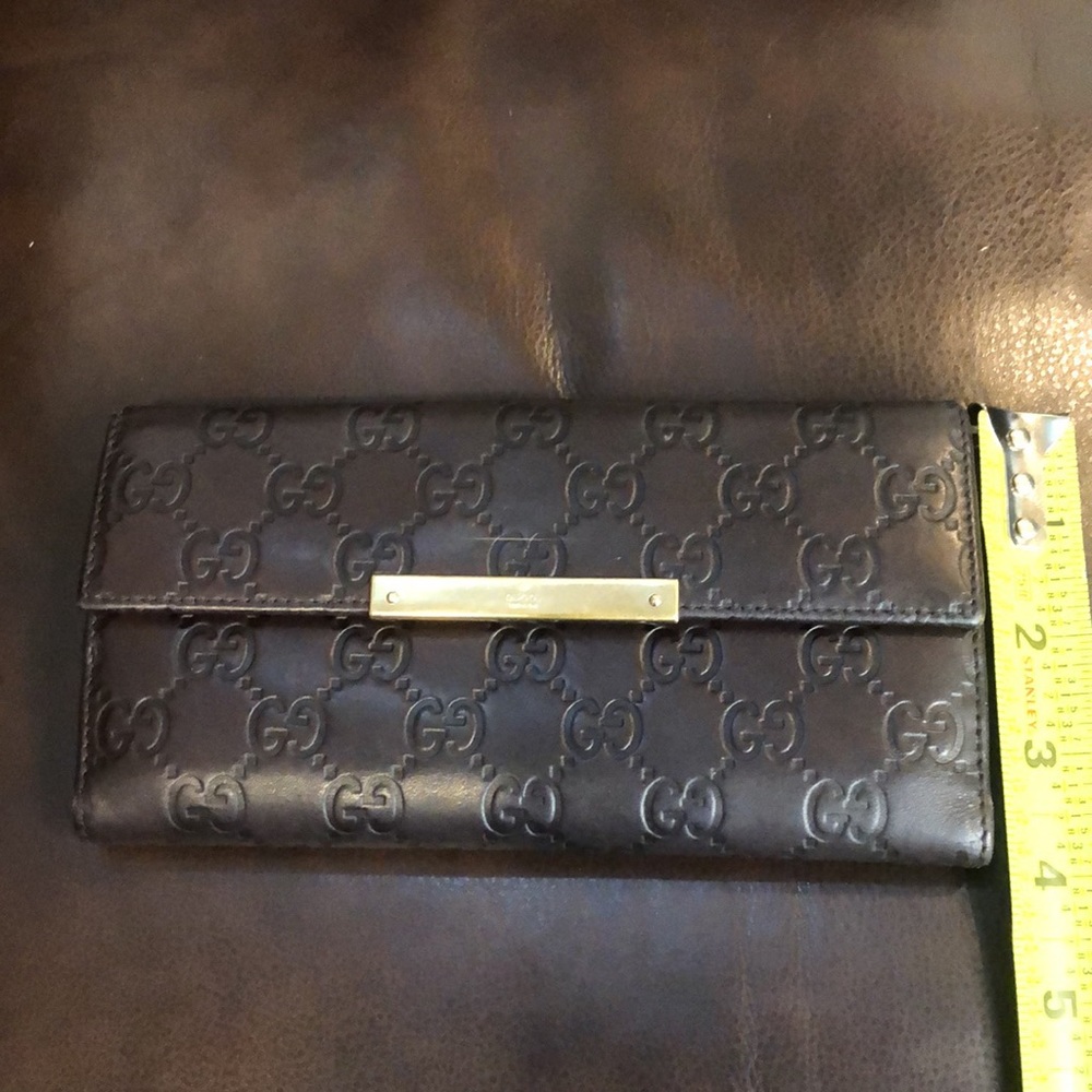 GUCCI GG Guccissima Brown Lambskin Continental Bifold Wallet with Coin Section - Picture 6 of 16